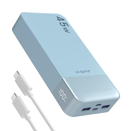 JUOVI Power Bank 45W 20000mAh Portable Charger USB C, PD QC Fast Charging 4-Port(2C+2A) External Battery Pack with LED Display, for iPhone 15 16 MacBook ipad | PD QC Fast Charging with 4 USB Ports(2C 2A), LED Display External Battery Pack for iPad Tablet