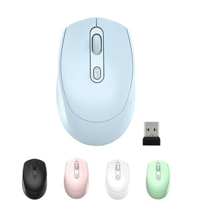 ONE-UP Wireless Mouse, 2.4G, Silent, USB Nano Receiver for Laptop, Chromebook, PC, Mac, Windows and School Work (Blue) - color: Blue