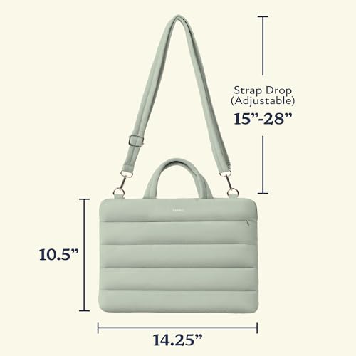 Vandel 13-14 inch Laptop Carrying Case Sleeve w. Strap, Shoulder Bag Handle | Fits MacBook Air 13 Inch MacBook Pro 14 Carrying Case Messenger, Laptop Computer Bag for Women, Hidden Front Zipper Pocket - color: 3. Sage, size: 13-14 Inch