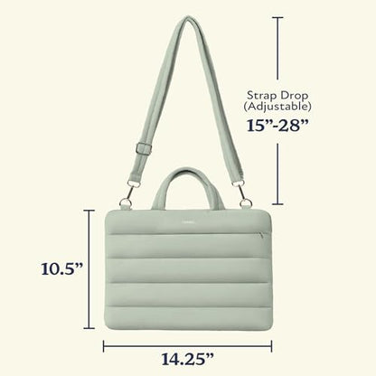 Vandel 13-14 inch Laptop Carrying Case Sleeve w. Strap, Shoulder Bag Handle | Fits MacBook Air 13 Inch MacBook Pro 14 Carrying Case Messenger, Laptop Computer Bag for Women, Hidden Front Zipper Pocket - color: 3. Sage, size: 13-14 Inch