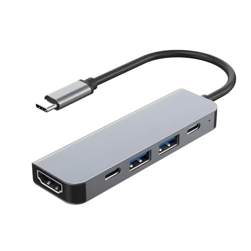USB C Hub HDMI Adapter, 5 in1 Docking Station with 4K HDMI, USB C Data Port,100W PD, and USB 3.0 & 2.0 Compatible for MacBook Pro/Air, Dell XPS, Lenovo Thinkpad More Type C Devices
