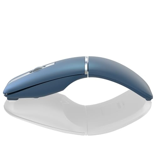 Bluetooth Arc Travel Mouse - BT & USB Wireless Dual Mode, Rechargeable | Slim Rotatable Portable, 3-Speed DPI, Silent Computer Mice for Microsoft Laptop PC MacBook Chromebook Tablet - Sapphire Blue - color: Sapphire Blue