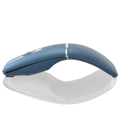 Bluetooth Arc Travel Mouse - BT & USB Wireless Dual Mode, Rechargeable | Slim Rotatable Portable, 3-Speed DPI, Silent Computer Mice for Microsoft Laptop PC MacBook Chromebook Tablet - Sapphire Blue - color: Sapphire Blue