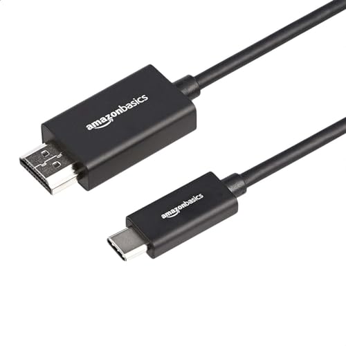 Amazon Basics Premium Aluminum Uni-Directional USB-C (Source) to HDMI (Display) Cable Adapter (Thunderbolt 3 Compatible) 4K@60Hz, 6-Foot, Black