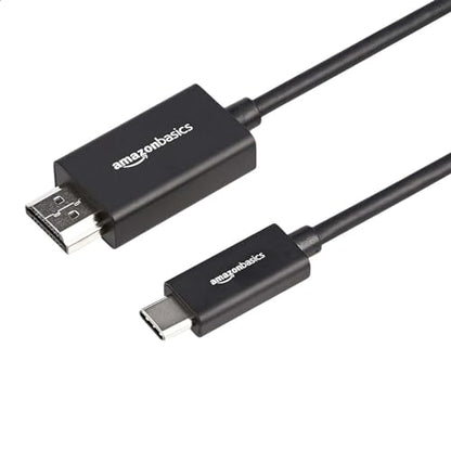 Amazon Basics Premium Aluminum Uni-Directional USB-C (Source) to HDMI (Display) Cable Adapter (Thunderbolt 3 Compatible) 4K@60Hz, 6-Foot, Black