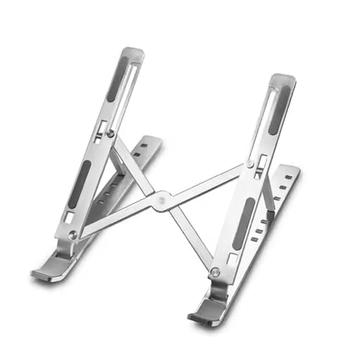 Adjustable Aluminium Laptop Stand for Desk, Ergonomic Foldable Portable Notebook Holder, Compatible with MacBook Pro/Air, Dell, HP, Asus, Lenovo, 10-15.6" Laptops (Silver)