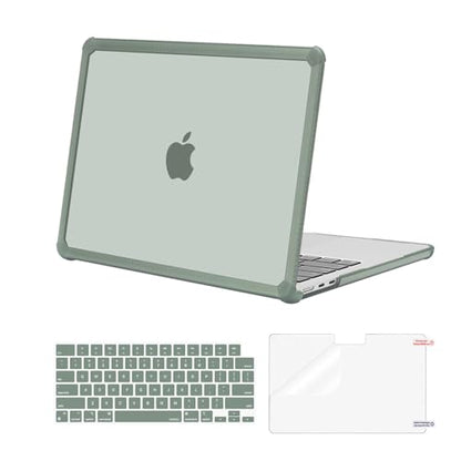 MOSISO Compatible with MacBook Air 13 inch Case M5 2026 M4 M3 M2 2025-2022 | A3449 A3240 A3113 A2681, 3 in 1 Kit Crack-Resistant Heavy Duty Protective Hard Shell Case Cover with TPU Bumper,Emerald Green - color: Emerald Green