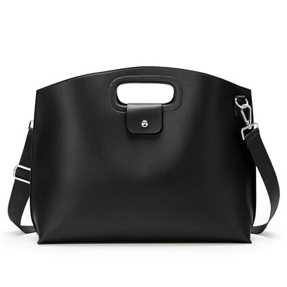 KALIDI Messenger Bag 16 Inch Slim Laptop Vegan Leather Briefcase Crossbody Tote for 15.6" Notebook Business Work Office Bag - color: Black