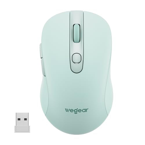 USB Wireless Mouse for Laptop PC Mac, 2.4GHz Cordless Mouse-Mint Green | Ergonomic Portable Optical Computer Mice with 6 Buttons, 5-Level Adjustable 4000 DPI,24-Month Battery Life - color: Mint Green