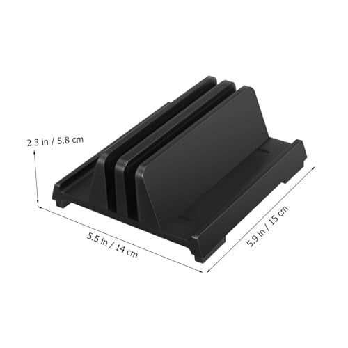 KALLORY Laptop Vertical Stand Adjustable Tablet Holder with Padded Nonslip Base Desk Space Organizer for Efficient Workspace Dual Slots to Maximize Office Desk Clutter