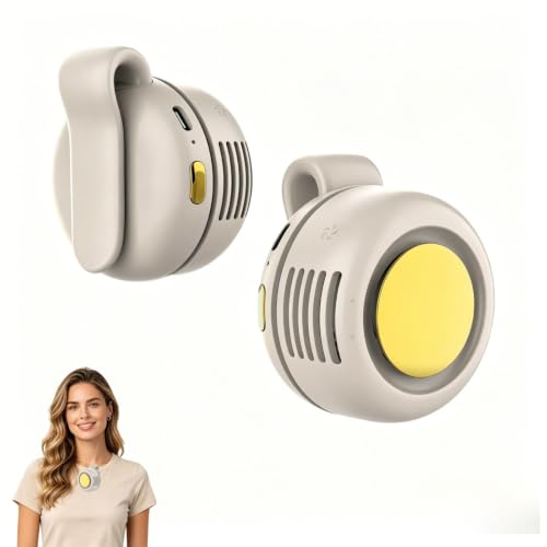 Portable Clip-On Fan, Silent Clip On Bladeless Fan, Personal Fan for Shirt & Waist, Adjustable 3-Speed For Outdoor Travel Office Home(White)