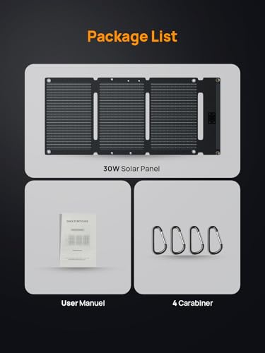 AFERIY 30W Portable Solar Panel Chargers QC3.0 18W USB-A USB-C Output Foldable Small Power Emergency ETFE Panels IP67 Waterproof Camping Backpacking Hiking for Cell Phone Power Banks Flashlight - color: Nano100-D