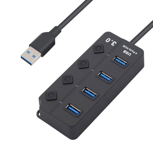 USB3.0 Expansion Hubs For Laptops 4 Port Splitter With Independents Power Switches And Indicators USB Hubs With Individual On/Off Switches