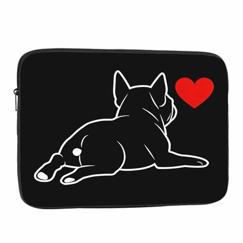 Laptop Sleeve Bag 15.4 15.6 Inch,Cute French Bulldog Funny Dog Pet Animal Heart Black Protective Polyester Computer Cases Laptop Cover Briefcase Bag Tablet Travel Cover - color: LPS-020