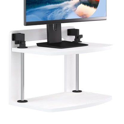 Computer Monitor Stand Riser for Reduced Neck Strain, Adjustable Height Desk Shelf Organizer Monitor Riser Stand for PC Monitor - Not for Laptop - Withe - Wood Grain, MR01-M