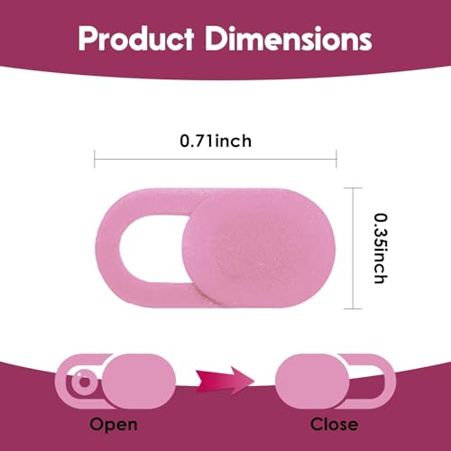 5Pcs Ultra-Thin 0.03 Inch Webcam Cover Slide, Privacy Security Camera Blocker, Strong Adhesive Laptop Phone Tablet Camera Cover for Pro iPhone iPad iMac PC Accessories-Pink - color: Pink
