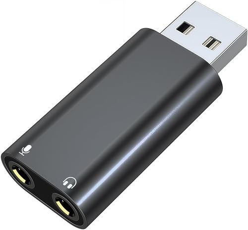 𝐔𝐩𝐠𝐫𝐚𝐝𝐞𝐝 USB to 3.5mm Jack Audio Adapter,USB to Headphone Adapter | USB A to Aux Adapter External Stereo Sound Card,for Headphone/Mac/Linux/Laptop/Desktops/Docking Station