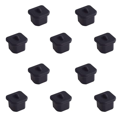 10 PCS USB-B Port Anti-dust Plugs, Silicone Covers Caps Stoppers, Port Protector for Printer, Fax, Scanner, 0.31 x 0.29 (LxW) - size: USB-B/Black/10 PCS