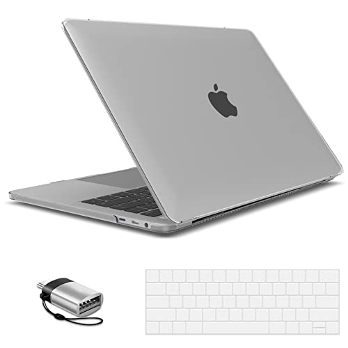 IBENZER Compatible with MacBook Pro 15 Inch Case 2019 2018 2017 2016 A1990 A1707, Hard Shell Case with Keyboard Cover & Type C Adapter for Mac Pro 15 Touch Bar, Crystal Clear, T15CL+1TC - color: Frost Clear, size: For Macbook Pro 15" with Touch Bar A1707&