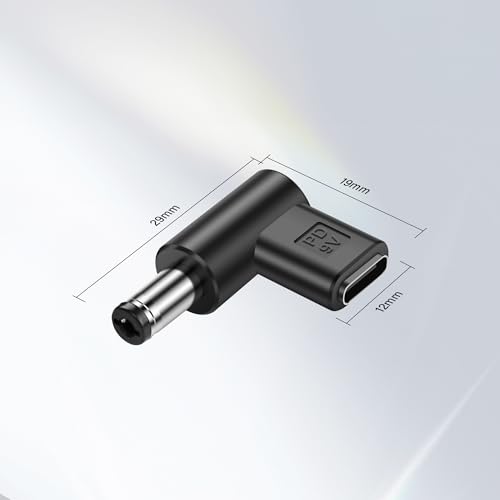 90 Degree DC 5.5 x 2.1mm to USB C Adapter,9V DC 5521 Male to USB Type C PD Emulator Trigger for LED Light、Router、Mobile Power Supply （4-Pack）