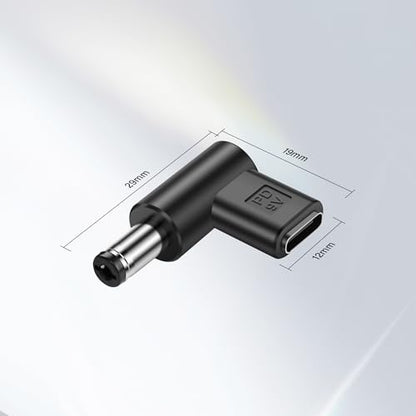 90 Degree DC 5.5 x 2.1mm to USB C Adapter,9V DC 5521 Male to USB Type C PD Emulator Trigger for LED Light、Router、Mobile Power Supply （4-Pack）