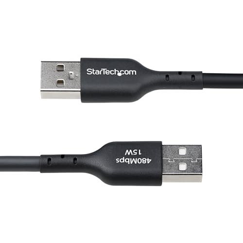 StarTech 15ft/4.5m USB-A to USB-C Charging Cable, 3A, Black (USB2AC15FBKE) | USB 2.0 480Mbps, TPE jacket, Black, Male to Male, Aluminum braided shield, 15W, Charge and Sync - color: Black, size: 15 ft, style: 1-Pack