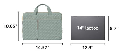MOSISO 360 Protective Laptop Case 13.3 inch, 13-13.3 inch Laptop Sleeve | Compatible with MacBook Air/Pro 13/Pro 14,HP Dell ASUS Lenovo, Square Quilted Bag with 2 Pockets&Handle&Belt, Antique Green - color: Antique Green, size: 13.3 inch