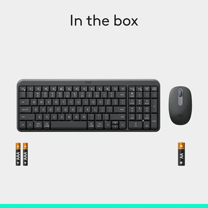 Logitech MK250 Bluetooth Wireless Keyboard and Mouse Combo - Graphite | Bluetooth connection only, compact keyboard with number pad, small ambidextrous M196 mouse with 3 non-customizable buttons - color: Graphite, style: Combo