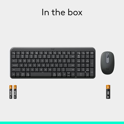 Logitech MK250 Bluetooth Wireless Keyboard and Mouse Combo - Graphite | Bluetooth connection only, compact keyboard with number pad, small ambidextrous M196 mouse with 3 non-customizable buttons - color: Graphite, style: Combo