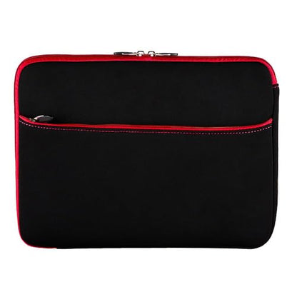 Travel Neoprene 13" Laptop Sleeve with Water Resistant Protection, Front Pocket - Compatible with SurfaceBook (Red) - color: Black/Red