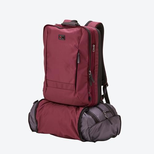 Trilogy Weekender Daypack I Opens like a suitcase, for easy packing. Expands into a 22-liter weekender. Hidden under-bag sling holds yoga mat, sleeping bag, and doubles as a rear cover (Zinfandel) - color: Red