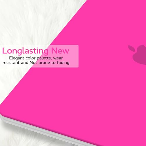 Anban Compatible with MacBook Air 13 inch Case M1 2022 2021 2020 2019 2018 Release A2337 A2179 A1932 Touch ID, Matte Plastic Laptop Hard Shell Case & 2 Keyboard Cover & Screen Protector, Hot Pink - color: Hot Pink