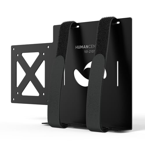 HumanCentric Universal Small Device VESA Mount for VESA Arms, Adjustable Strap Mount for Small Computers and Other Electronic Devices, Mounts On The Back of a Computer Monitor Using VESA Arm