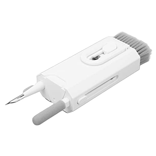 Cuifati 8 in 1 Detachable Keyboard Cleaning Brush with Hook and Loop, Versatile for Phone Laptop Tablet Headset Deep Crevice Cleaning, Builtin Key Puller (White) - color: White