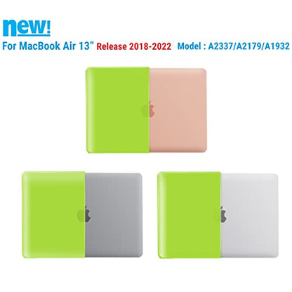 IBENZER Compatible with New MacBook Air 13 inch case 2022 2021 2020 M1 A2337 A2179 A1932, Hard Shell Case&Keyboard Cover&Screen Film for Mac Air 13 with Touch ID (2018-2022), Avocado Green,AT13-AVGN+2 - color: Avocado Green