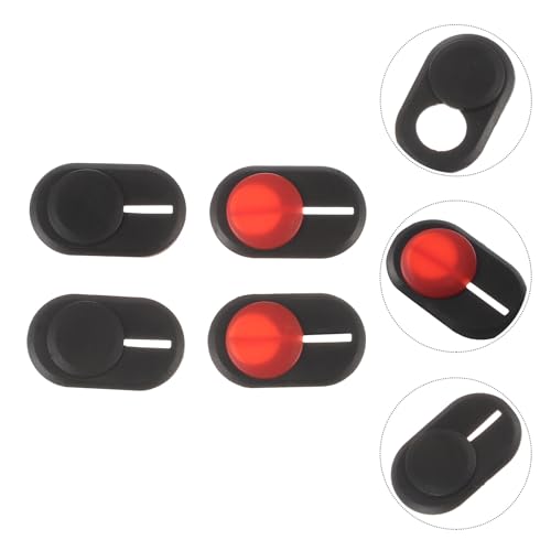 Garneck 4pcs Phone Tablet Webcam Cover Privacy Protector Ultra-Thin Webcam Privacy Shutter for Laptop and Mobile Devices Black and Red Sliding Covers