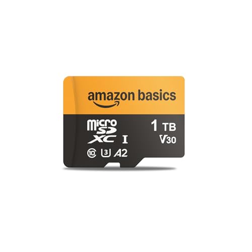 Amazon Basics 1TB microSDXC Card with Adapter for Smartphones, Full HD, Tablets, Drones, Action Cameras, Read Speed Up to 200MB/s, 1-Pack - size: 1TB