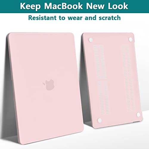 Teryeefi Case Cover for MacBook Pro 13 Inch 2022 2021 2020 2019 2018 2017 2016 Release A2338 M2 M1 A2289 A2251 A2159 A1989 A1706, Frosted Hard Shell +Keyboard Cover Skin + Screen Protector, Chalk Pink - color: Chalk Pink