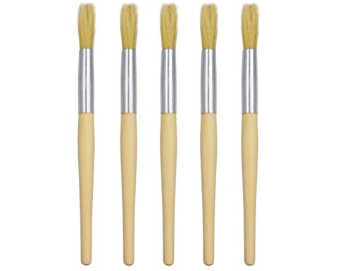LBY 5pcs Natural Pig Bristle Espresso Maker Cleaning Brush, 195mm(7.68'') Household Cleaning Brush, Paint Brush Parts Cleaning Brush, Natural Pig Bristle, Wooden Handle - size: 195mm (7.68")Coffee machine cleaning brush