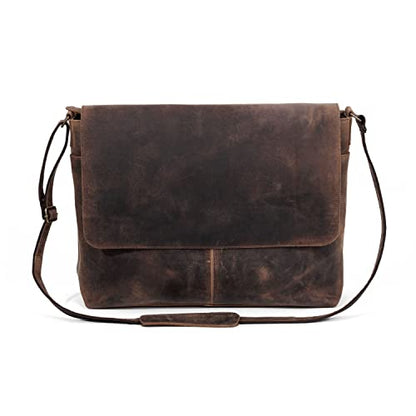 Leather messenger satchel laptop briefcase for men and women best handmade buffalo office computer bag - size: 18 Inches