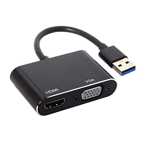 JSER USB 3.0 & 2.0 to HDMI & VGA HDTV Adapter Cable External Graphics Card Compatible for Windows Mac Laptop - style: USB3.0 to HDMI+VGA