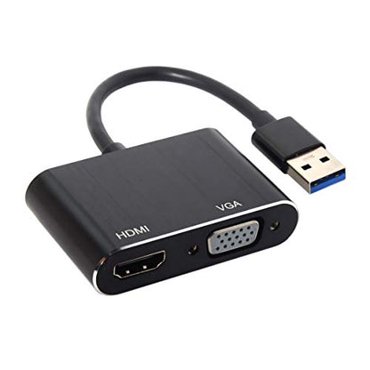 JSER USB 3.0 & 2.0 to HDMI & VGA HDTV Adapter Cable External Graphics Card Compatible for Windows Mac Laptop - style: USB3.0 to HDMI+VGA