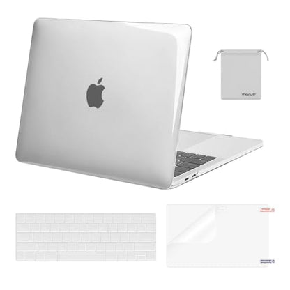 MOSISO Compatible with MacBook Pro 13 inch Case M2 M1 2026 2025 2024-2016 | A2338 A2251 A2289 A2159 A1989 A1708 A1706, Plastic Hard Shell&Keyboard Cover&Screen Film&Storage Bag, Crystal Clear - color: Crystal Clear