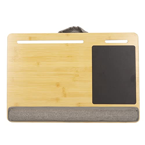 Bamboo Top Lap Desk with Pillow Cushion, Ergonomic Design Laptop Desk for Reading and Writing, Lightweight and Portable