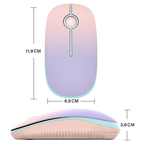 Unipows Wireless Mouse-2.4G Slim Portable Computer Mouse with Nano Receiver | Less Noise Mobile Optical Mice for Notebook, PC, Laptop, Desktop, Gradient Pink to Purple - color: Gradient Pink to Purple