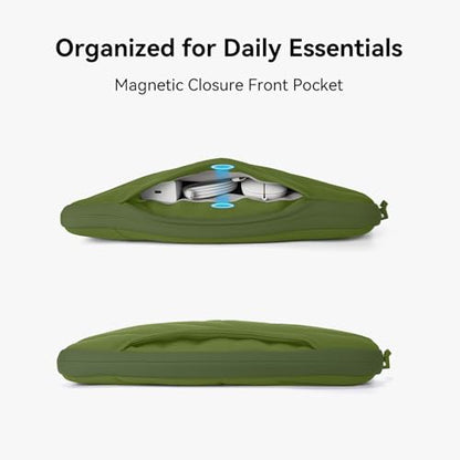 Omnpak Laptop Sleeve for 13 inch MacBook Air/Pro M5-M1 & Neo A18 Pro | with Pocket and Handle,Protective Quilted Puffy Case,Water Resistant Carrying Bag for 13-14" MacBook Air/Pro/Neo - color: Green