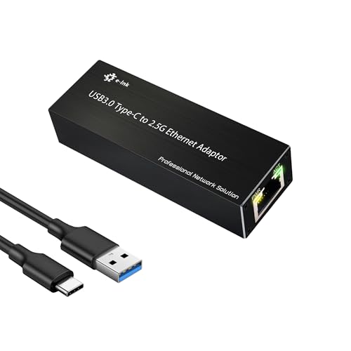 USB 3.0 to 2.5Gb Gigabits Ethernet NIC Network Adaptor, 10/100/1000M/2.5Gbps Type-C to RJ45 LAN Laptop Network Card Compatible with Windows Server/Windows/Linux