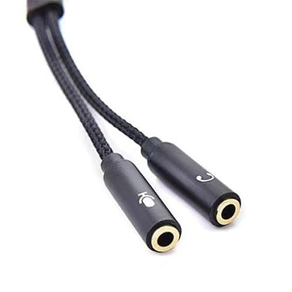 3.5mm Sound Adapter Y Splitter 3.5mm Cable Headsets 2 Female To 1 Male For Laptop Phone Earphone Headphone Microphone - color: Grey