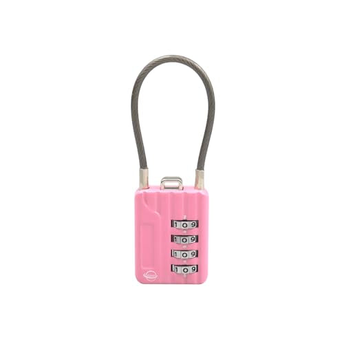 4 Digit Cable Combination Locks 4.7 inches Cable for School Gym Locker,Helmet,Filing Cabinets,Toolbox,Luggage Suitcase,knapsack,Cable 3mm Diameter,Pink - size: 12cm(4.7in)Cable Pink