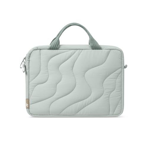 tomtoc 15-16 Inch Puffy Laptop Carrying Bag for Women, Stylish Laptop Case Fits 15-16 Inch MacBook Air & Pro & Other 15"-16" Computers, Work Travel Briefcase Lightweight Handbag with Organized Storage - color: Lakeshore, size: 15-16 Inch